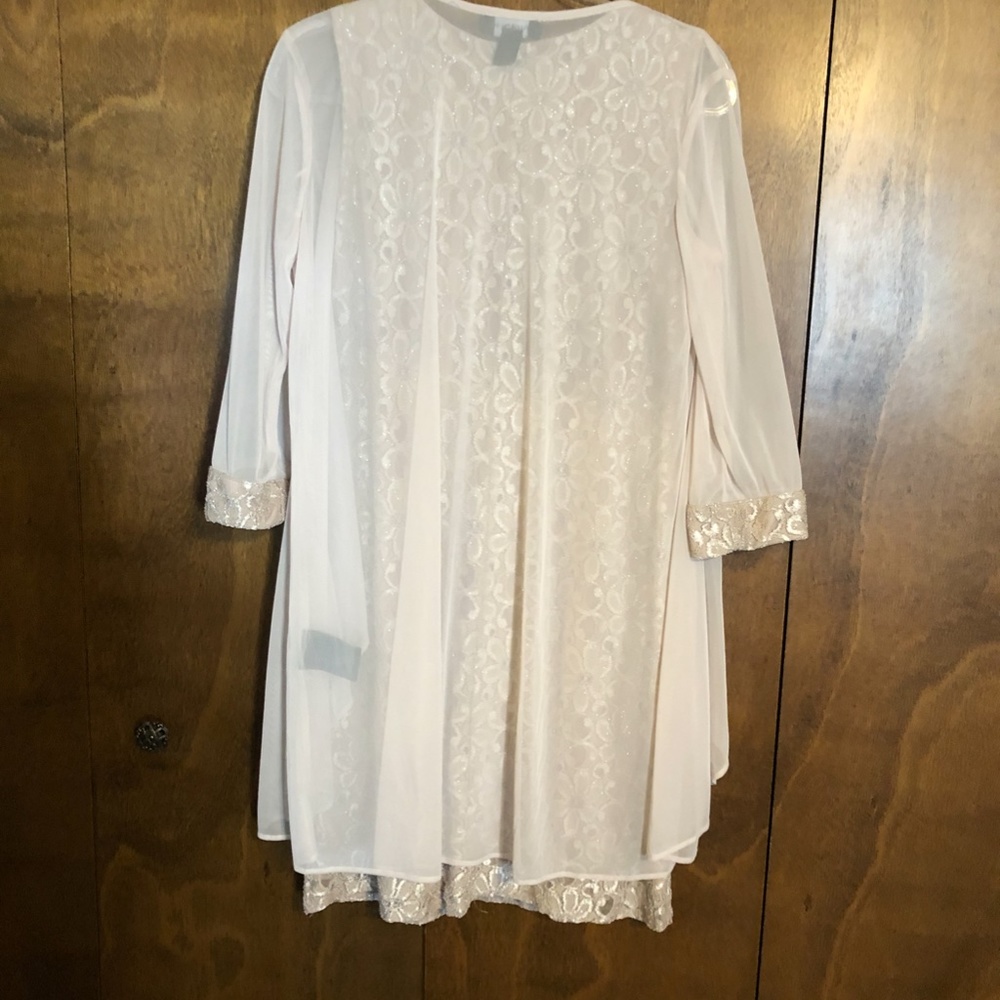 Beaded-neck Glitter Lace 2-piece jacket dress, - Picture 3 of 4